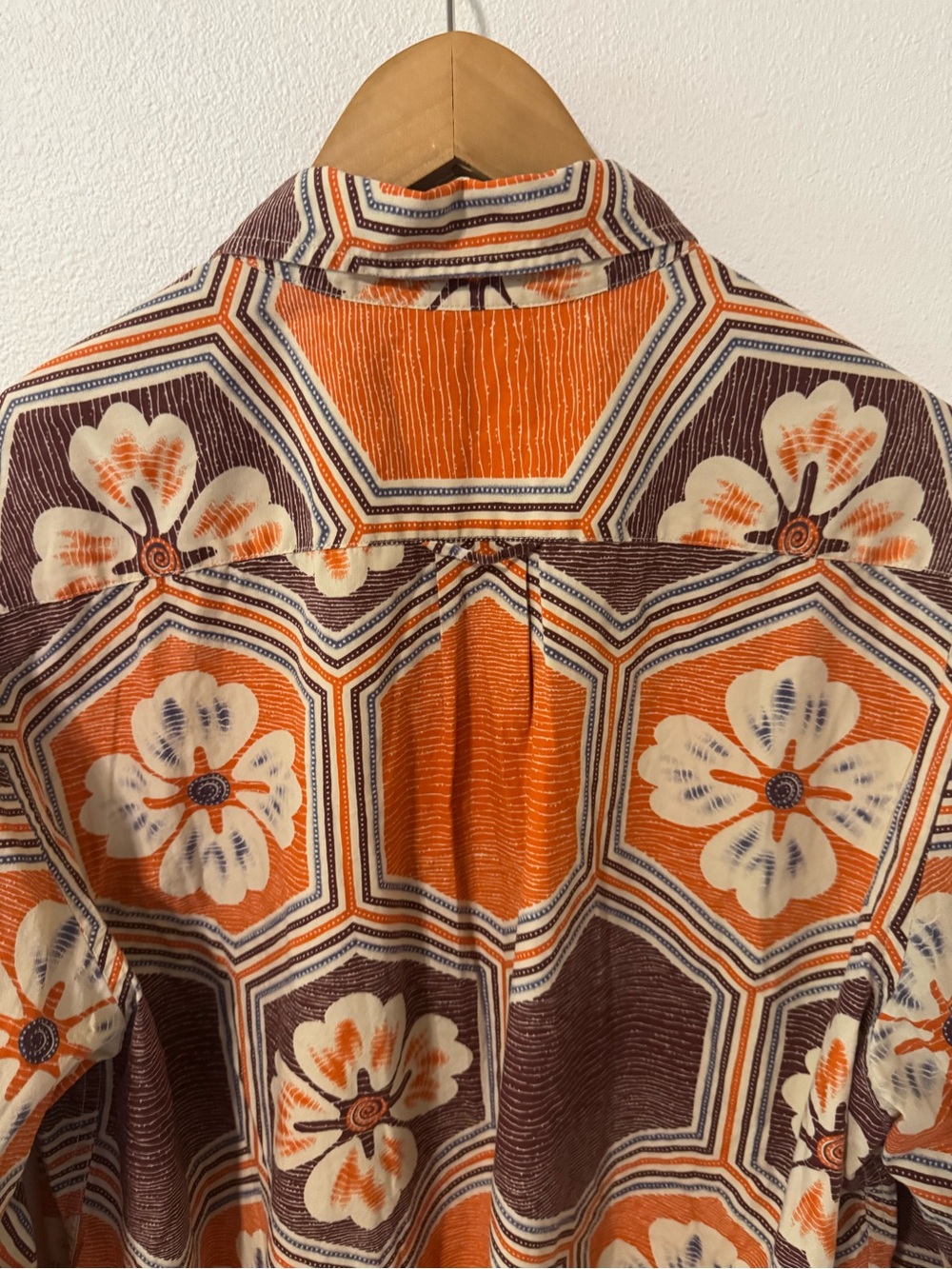 Vintage Lucky Brand Geometric Floral Long Sleeve Button Down Shirt Orange-XL - Picture 6 of 10